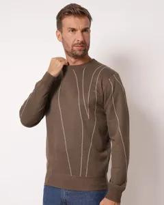 Suéter Masculino Tricô com Listras Marrom P