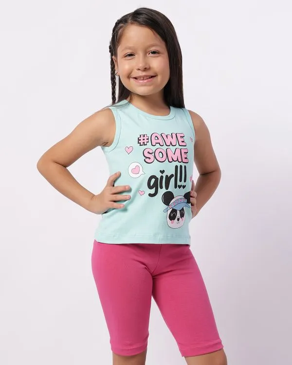 Conjunto Infantil Curto com Estampa Panda Verde 8