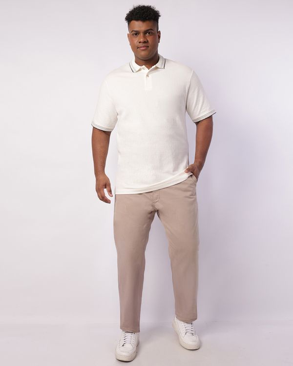 Calça Sarja Plus Size Masculina Slim com Bolsos Bege 52