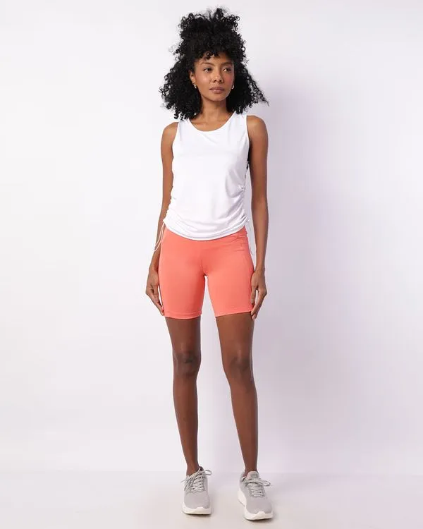 Bermuda Fitness Feminina Suplex com Bolsos Laterais Laranja G