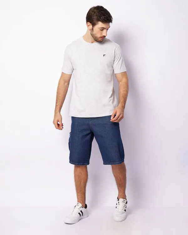 Bermuda Jeans Masculina Baggy Bolso Cargo Azul 40