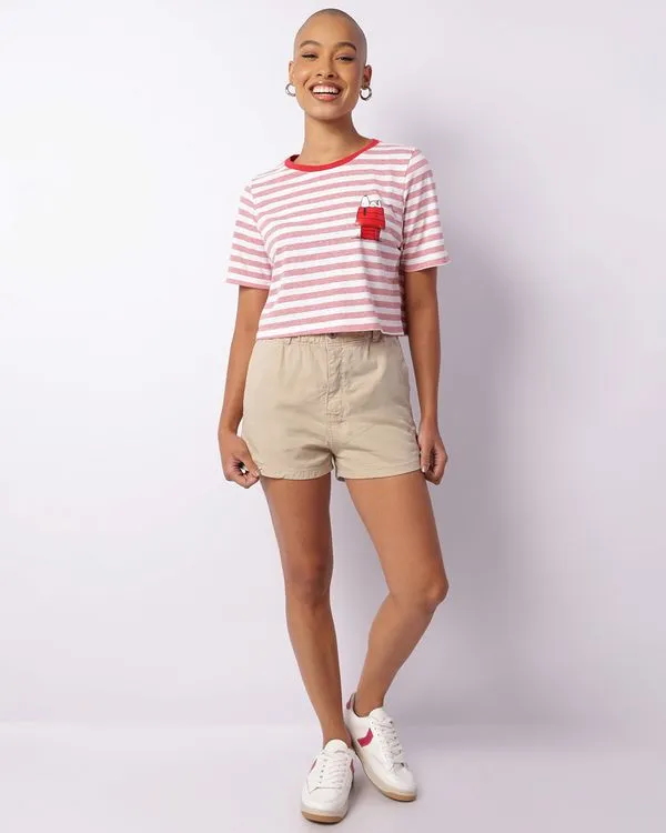 Short Jeans Feminino Curto Bege 34