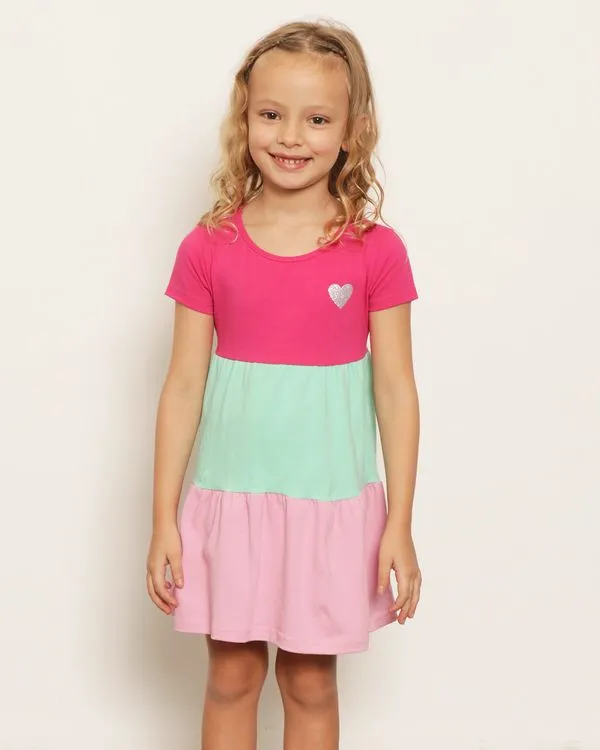 Vestido Infantil Curto Três Marias Estampa Frontal Rosa 4