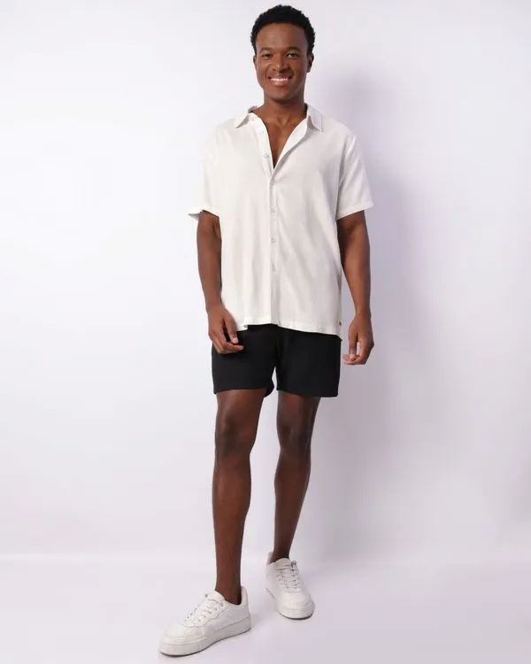 Short Masculino Texturizado Quadrile Bolso Cordão Preto GG