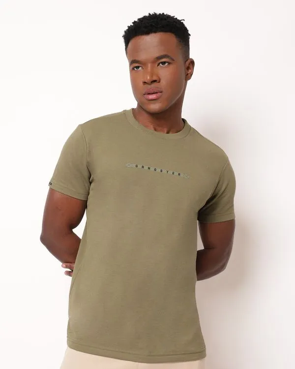 Camiseta Masculina Gangster Texturizada Manga Curta Verde GG