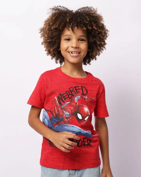 Camiseta Infantil Flame Marvel Homem Aranha Manga Curta Vermelha 6