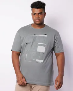Camiseta Plus Size Masculina Gangster Manga Curta Cinza G3
