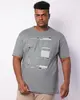 Camiseta Plus Size Masculina Gangster Manga Curta Cinza G3