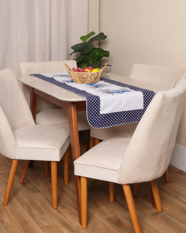 Trilho de Mesa 140cm x 40cm Estampa Floral Azul UN