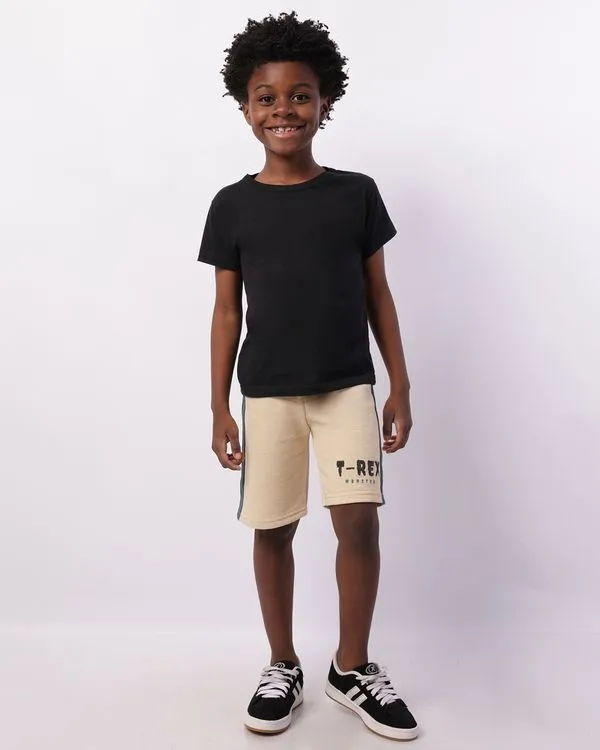 Bermuda Infantil Moletinho Reta com Faixas Bege 6