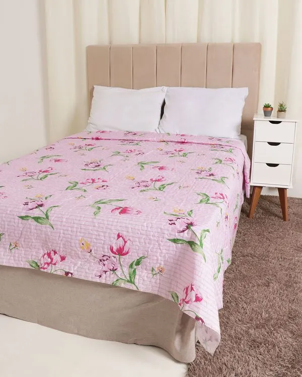 Colcha Casal com Viés Romântico 150 Fios Matelassê Arte & Cazza Rosa Claro UN