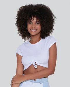 Blusa Cropped Canelada Amarração Branca M