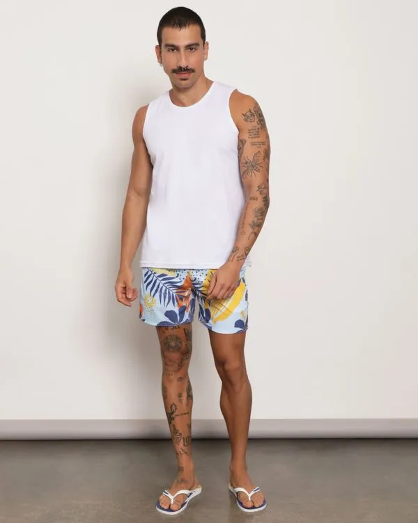 Bermuda Masculina Estampa Floral Azul P