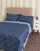 Kit Colcha Queen 3 Peças Listrada Plumagem Azul UN