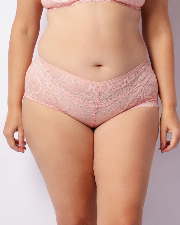 Calcinha Plus Size Feminina Caleçon Com Renda Rosa 48