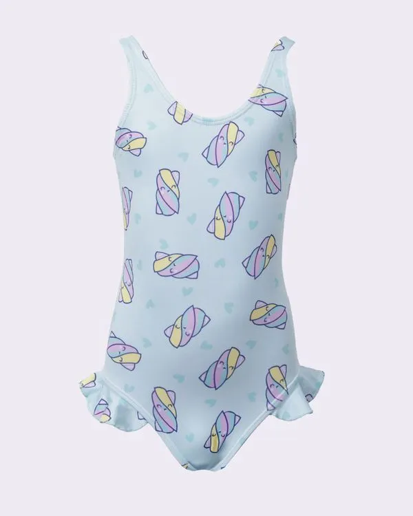 Maiô Infantil com Babados Estampado Verde 6