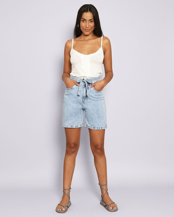Short Jeans Feminino Vizzy com Faixa Azul 38