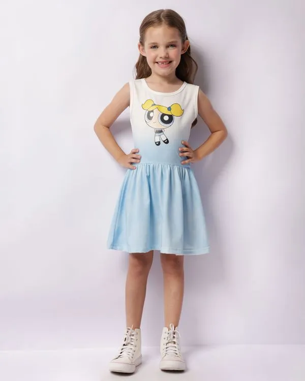 Vestido Infantil Curto Lindinha As Meninas Superpoderosas Azul 6