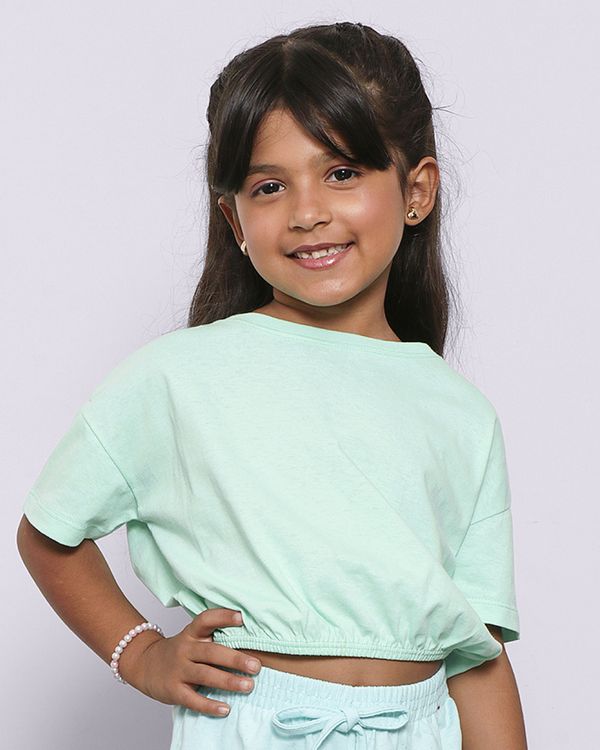 Blusa Infantil Manga Curta Cropped Lisa Verde 8