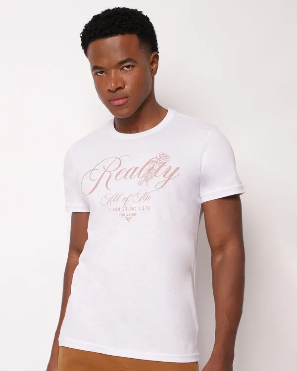 Camiseta Masculina Algodão com Estampa Branca GG