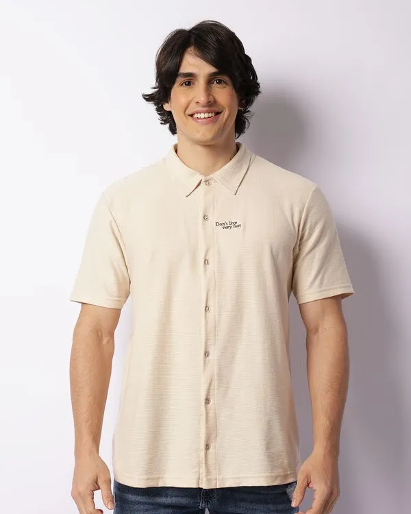 Camisa Masculina Maquinetada Com Bordado Off White GG
