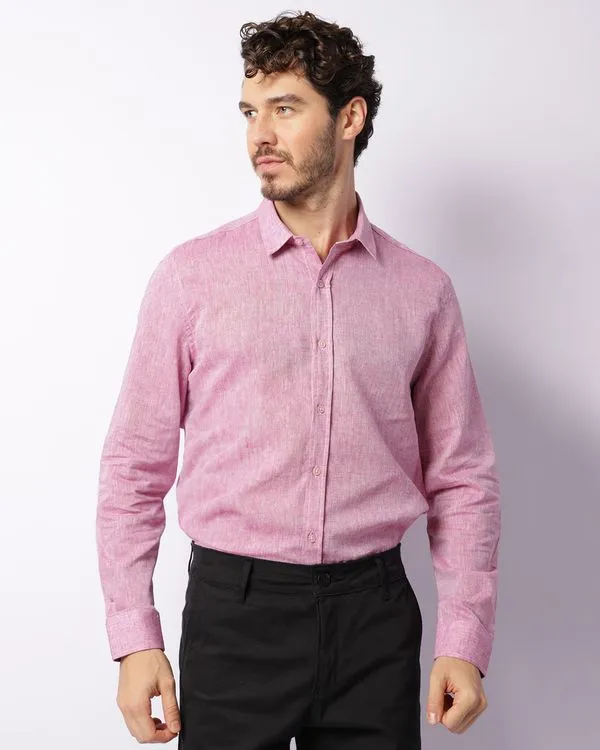 Camisa Masculina Social Linho Manga Longa Rosa 5