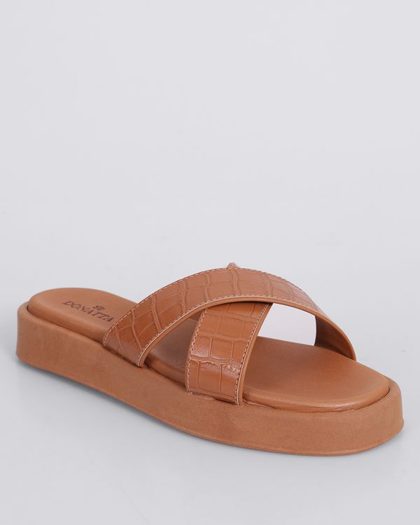 Sandália Feminina Flatform Donatta Tiras Cruzadas Marrom 38
