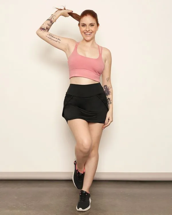 Short Saia Feminino Curto Fitness Preto GG