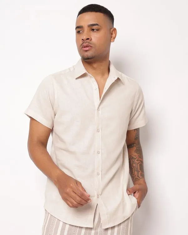Camisa Masculina Algodão e Linho Off White GG