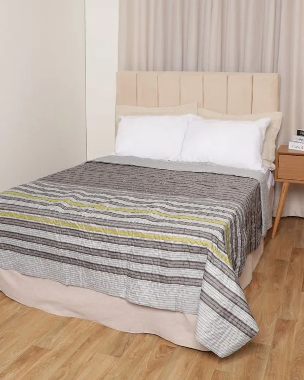 Colcha Casal Arte e Cazza Matelassê Com Viés Litras Cinza UN