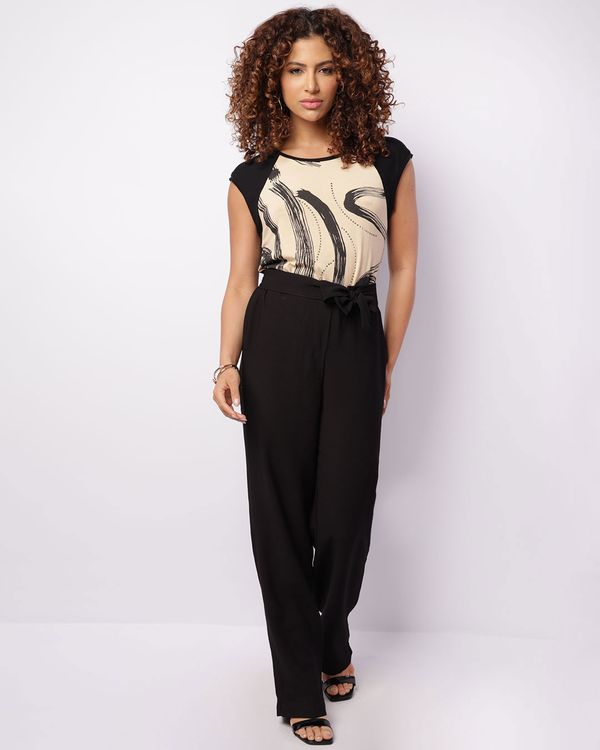 Calça Feminina Berry & Co. Reta Viscose Amarração Preta M