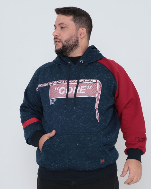 Blusão Moletom Masculino Plus Size Flamê Azul Marinho G2
