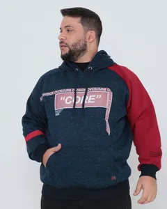 Blusão Moletom Masculino Plus Size Flamê Azul Marinho G2