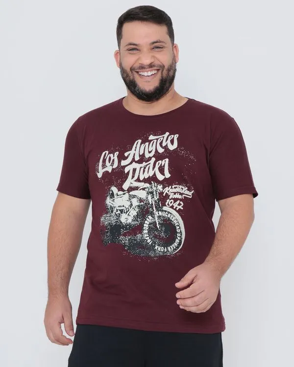Camiseta Plus Size Los Angeles Vinho G3