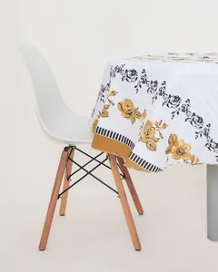 Toalha De Mesa Redonda Floral Raner Bege UN