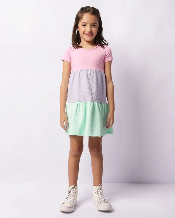 Vestido Infantil Texturizada Curto Três Marias Rosa 4