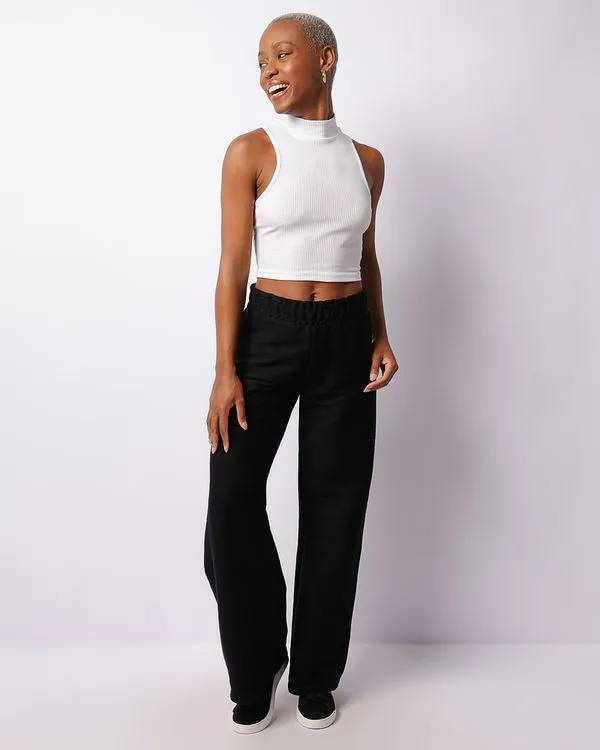 Calça Feminina Reta Texturizada Preta M
