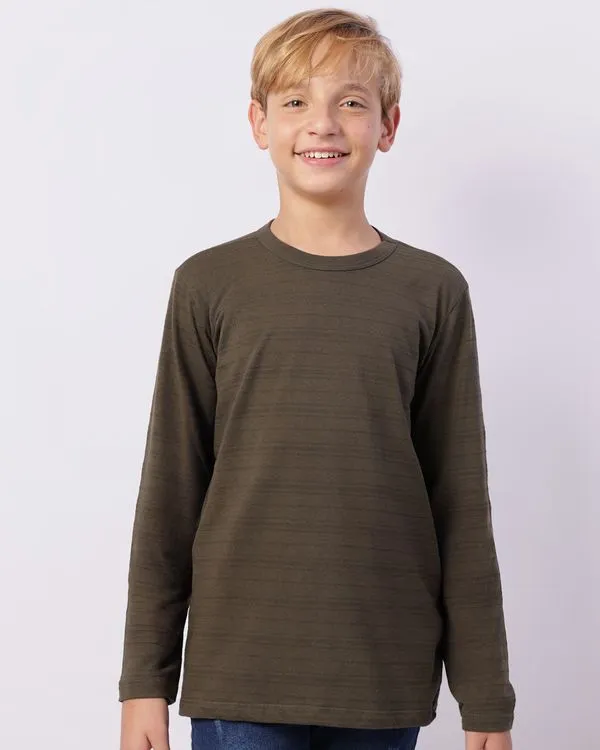 Camiseta Juvenil Manga Longa Texturizada Verde 14