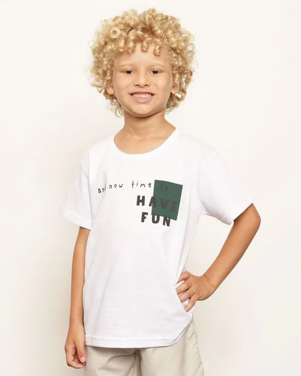 Camiseta Infantil Texturizada Estampa Na Frente Branca 8