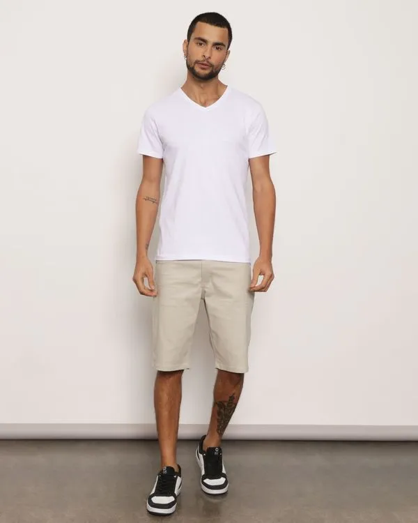 Bermuda Sarja Masculina Reta Bege 42