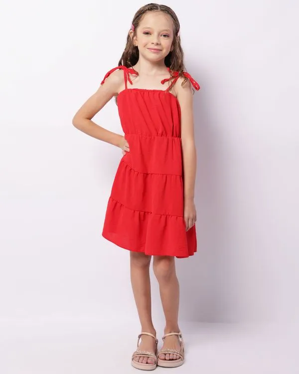 Vestido Infantil Curto Alcinha Lastex Três Marias Vermelho 6