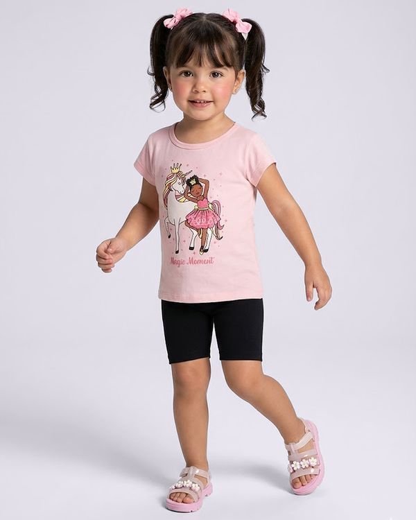Blusa Bebê Estampa Momento Magico Manga Curta Rosa 3