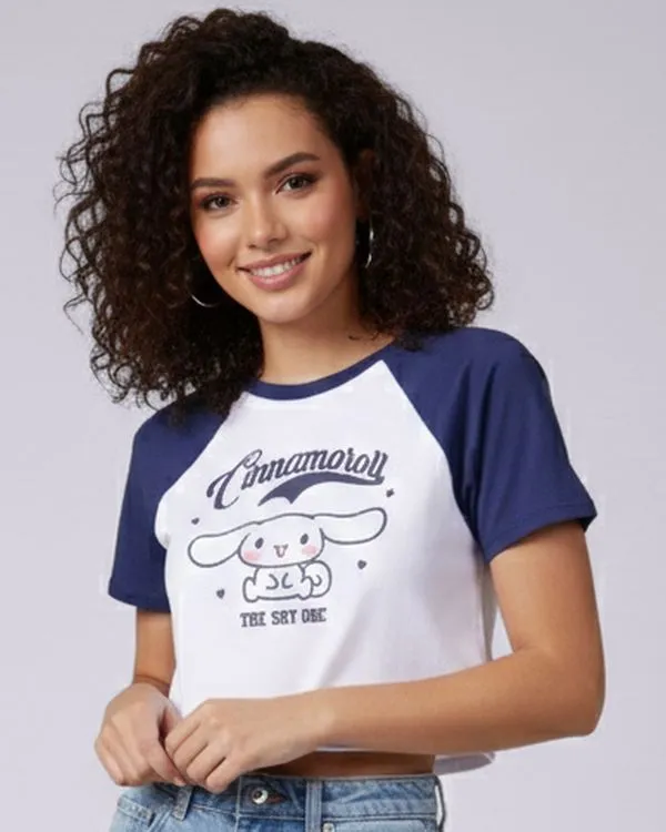 Camiseta Cropped Feminina Cinnamoroll Branca GG