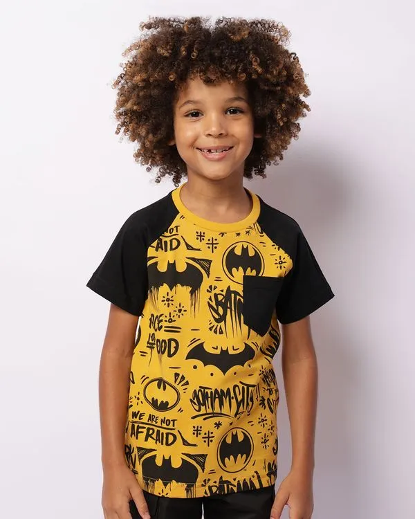 Camiseta Infantil DC Comics Batman Estampada Amarela 4