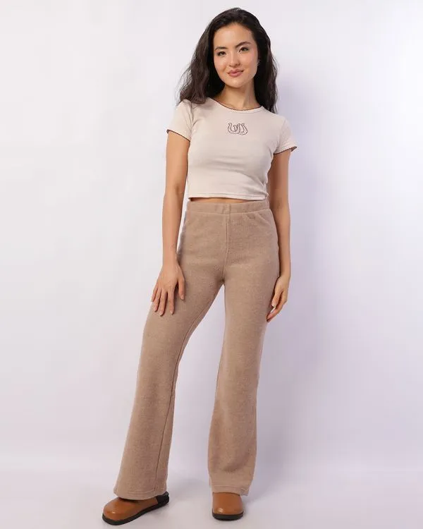 Calça Feminina Flare Berry & Co. Canelada Bege G