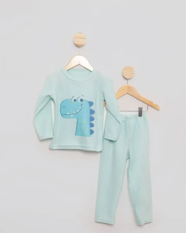 Pijama Bebê Soft Gola Careca Dinossauro Verde 2