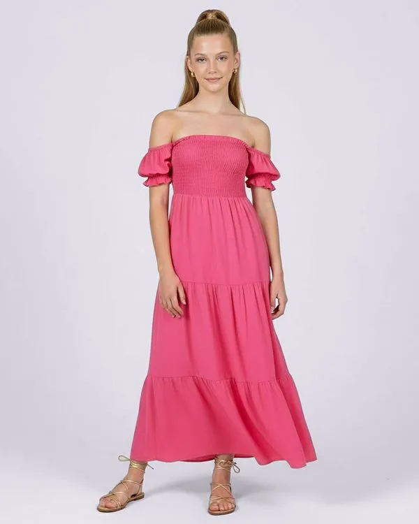 Vestido Juvenil Longo Ciganinha Três Marias com Lastex Rosa 16