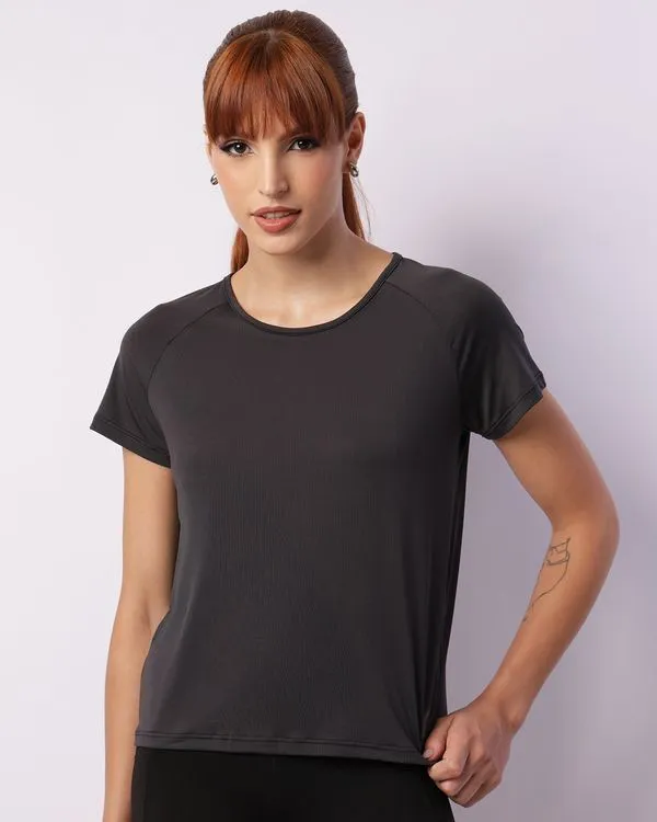 Blusa Fitness Feminina Fitter Manga Curta Mullet Preta GG