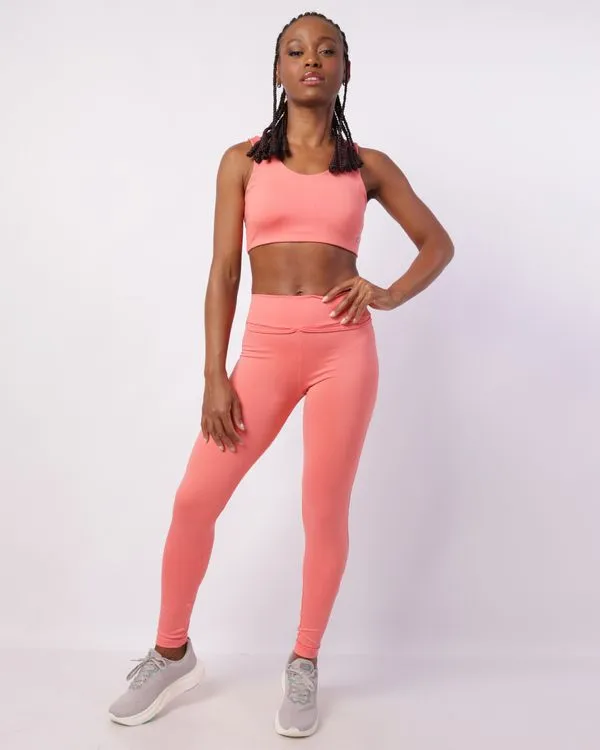 Calça Legging Fitness Feminina Fitter com Tiras Laranja GG