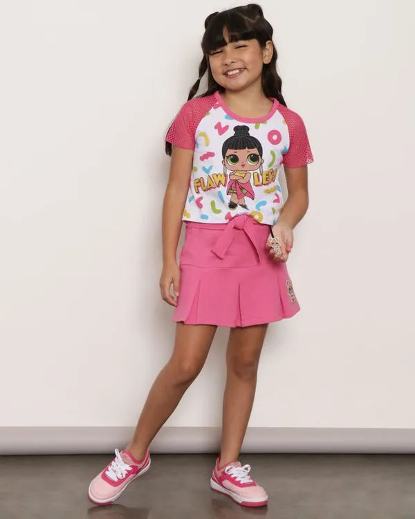 Saia Infantil Moletinho Lol + Brinde Pingente Rosa 6